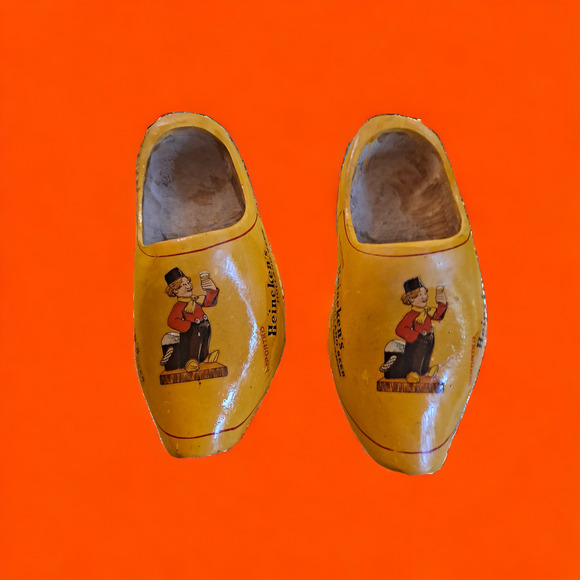 Heineken Holland Beer Wooden Clogs with Heineken Man - Picture 2 of 8